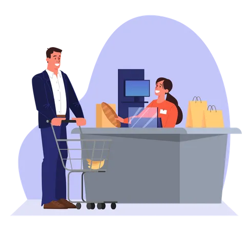 Businessman buying groceries  Illustration