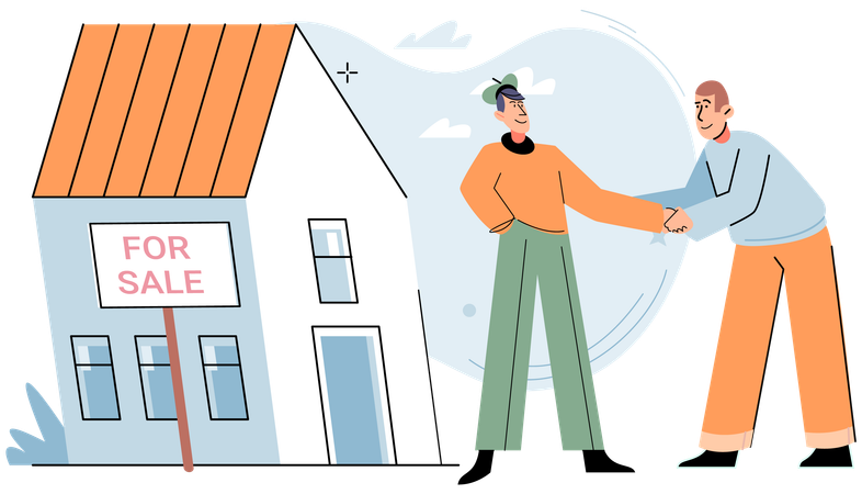 Businessman buying house in secured area  Illustration