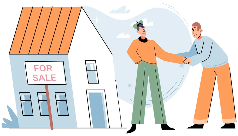 Businessman buying house in secured area  Illustration