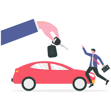 Businessman buying new car  Illustration