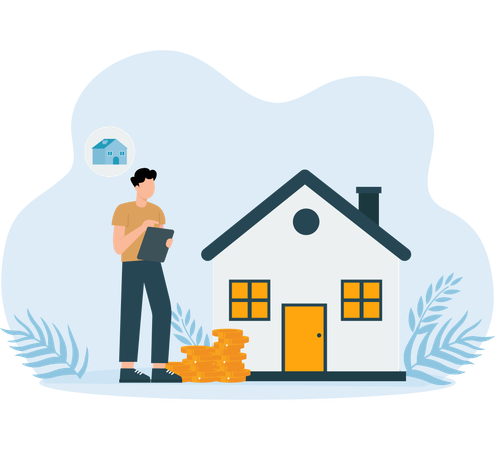 Businessman Buying new house  Illustration