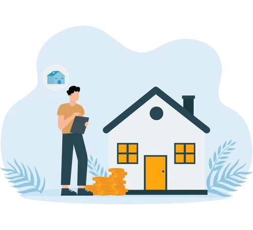 Businessman Buying new house  Illustration