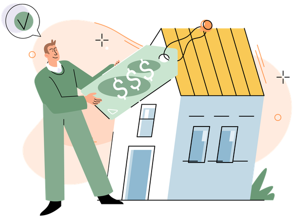 Businessman buying new house  Illustration