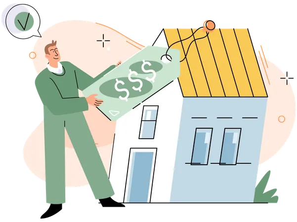 Businessman buying new house  Illustration