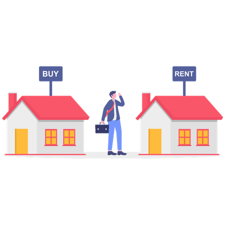Businessman buying new house  Illustration
