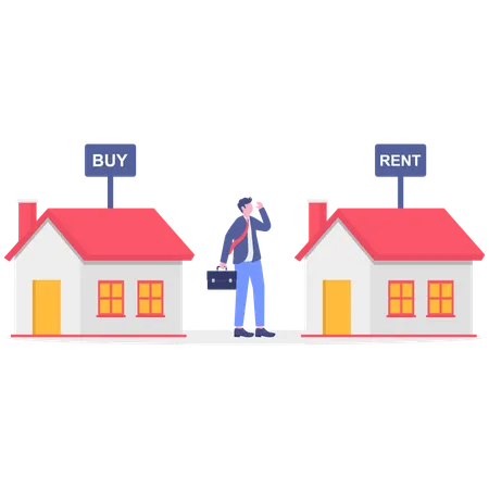 Businessman buying new house  Illustration