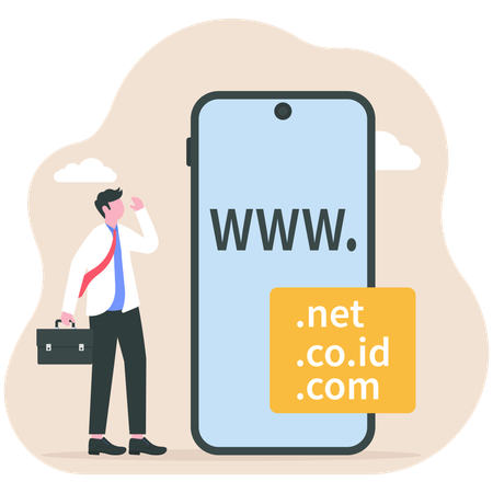Businessman buying online domain  Illustration