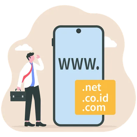 Businessman buying online domain  Illustration