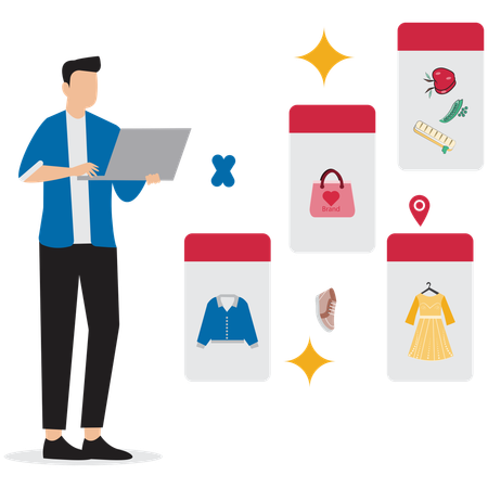 Businessman buying online product  Illustration