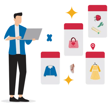 Businessman buying online product  Illustration