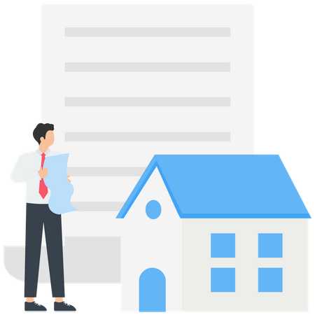 Businessman buying property with mortgage  Illustration