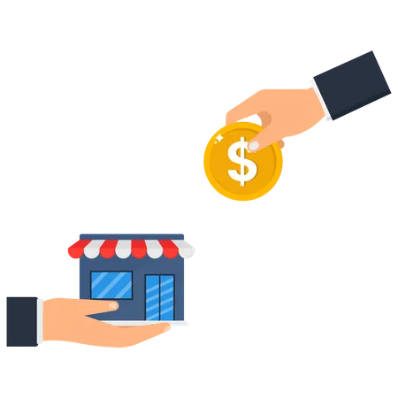 Businessman buying shop  Illustration