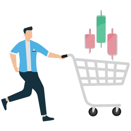 Businessman buying Stocks at Price Drop  Illustration