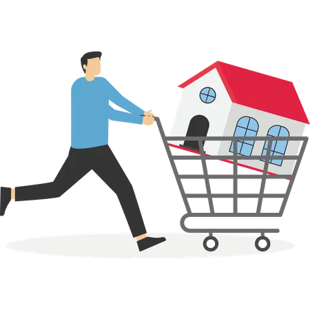 Businessman buys new house  Illustration