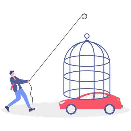 Businessman cages car  Illustration
