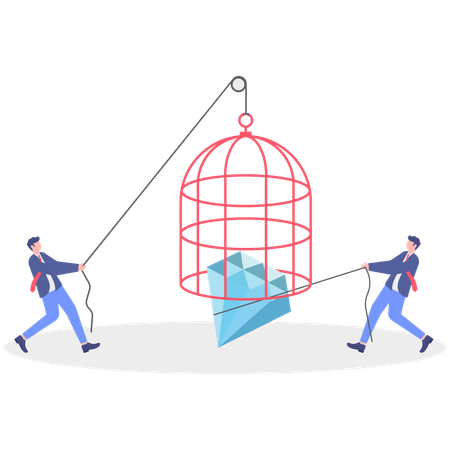 Businessman cages diamond  Illustration