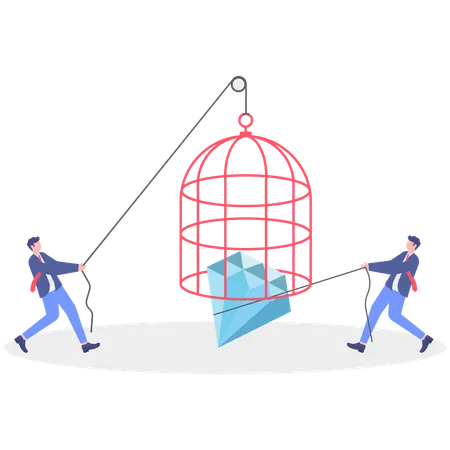 Businessman cages diamond  Illustration