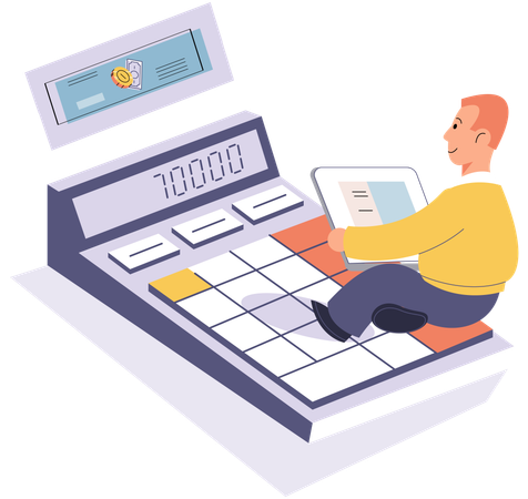 Businessman calculating business expense  Illustration