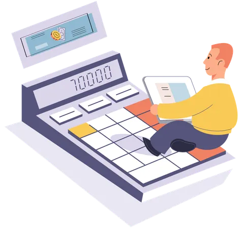 Businessman calculating business expense  Illustration
