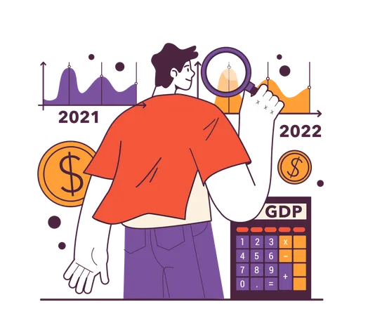 Businessman calculating business GDP  Illustration
