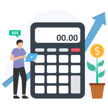 Businessman calculating business profit  Illustration