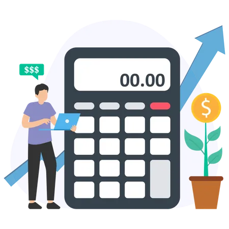 Businessman calculating business profit  Illustration