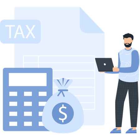 Businessman calculating business tax  Illustration