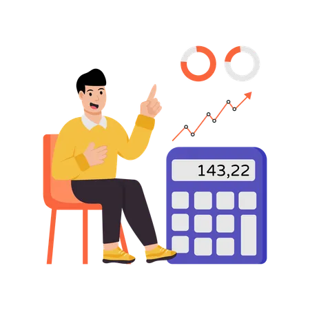 Businessman calculating company budget  Illustration