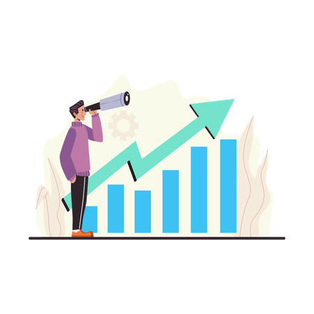 Businessman calculating financial forecast  Illustration