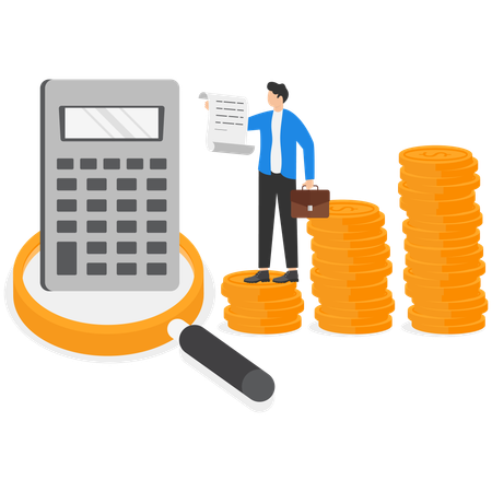 Businessman calculating financial profit  Illustration