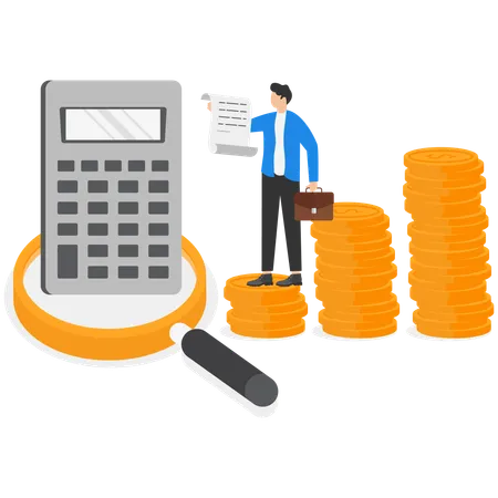 Businessman calculating financial profit  Illustration