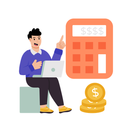 Businessman Calculating His Money  Illustration