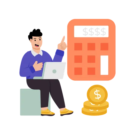 Businessman Calculating His Money  Illustration