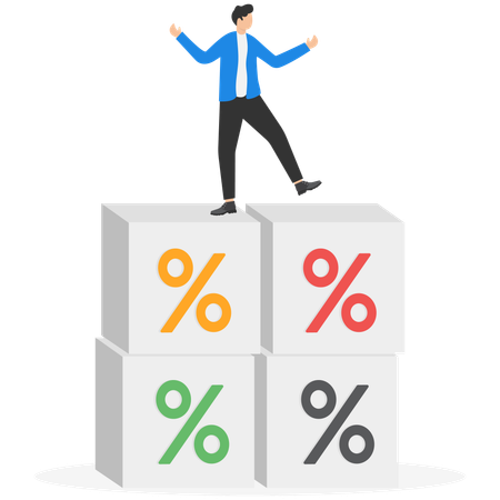 Businessman calculating interest payments on deposits  Illustration