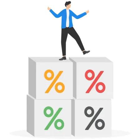 Businessman calculating interest payments on deposits  Illustration