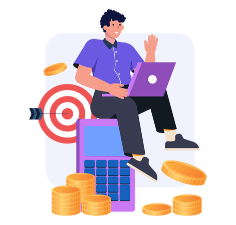 Businessman calculating on credit calculator  Illustration