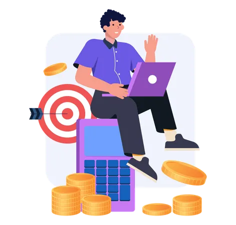 Businessman calculating on credit calculator  Illustration