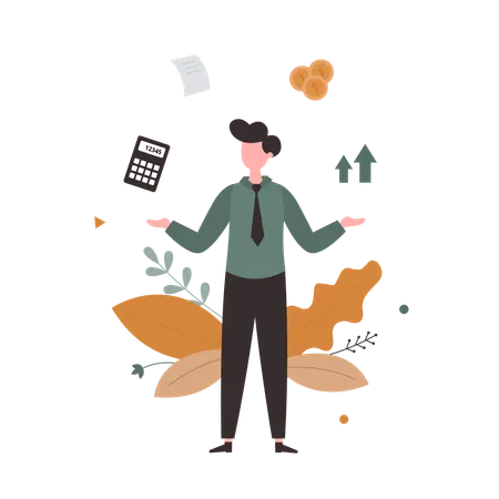 Businessman Calculating Profit Percentage  Illustration