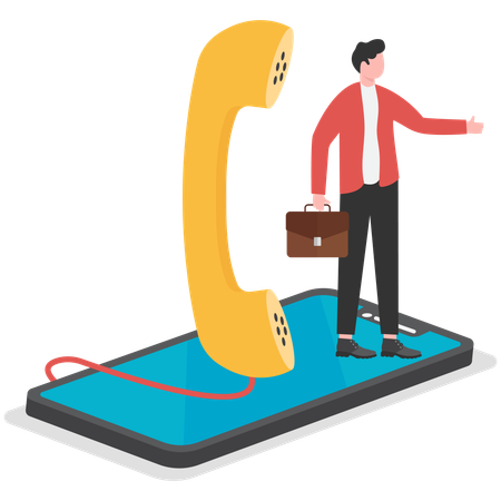 Businessman calls at customer support for help  Illustration