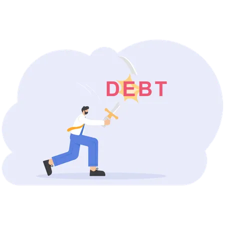 Businessman can not break debt barrier  Illustration