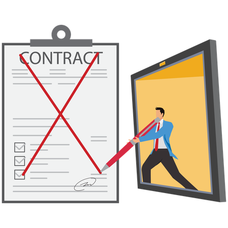 Businessman cancels business contract papers  Illustration