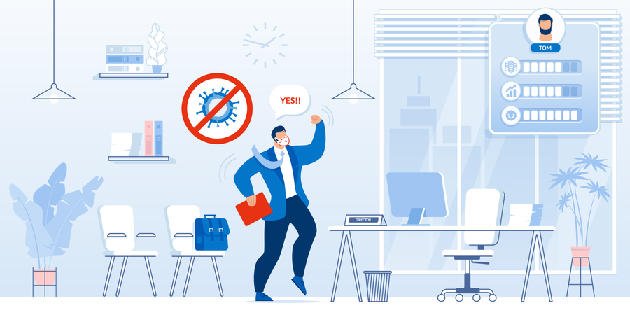 Businessman Career Growth after Covid19 Outbreak  イラスト