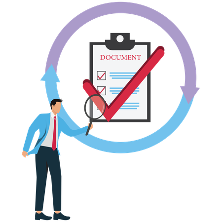 Businessman Carefulness in working  Illustration