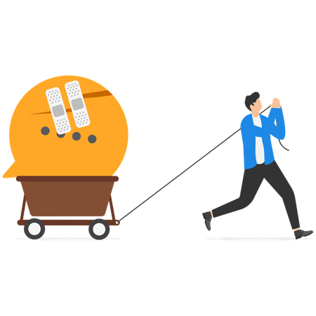 Businessman carries message bubble  Illustration