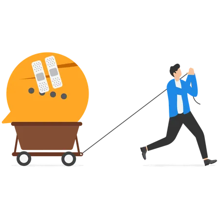 Businessman carries message bubble  Illustration