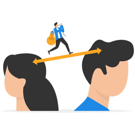 Businessman carry big light bulb to other  Illustration