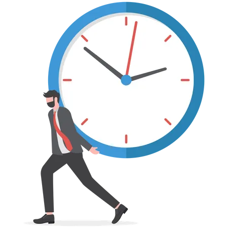 Businessman carry heavy big clock burden  Illustration