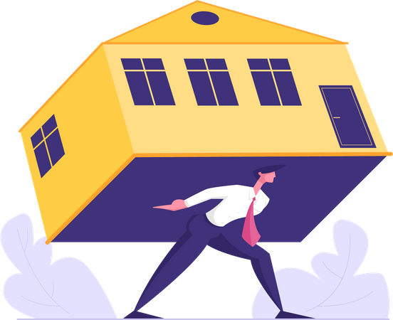 Businessman carry home mortgage Illustration