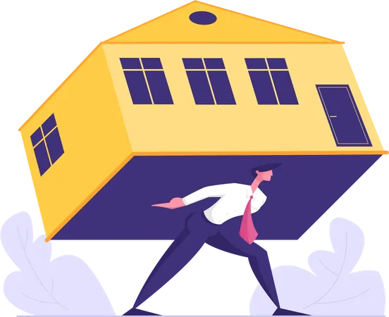 Businessman carry home mortgage Illustration