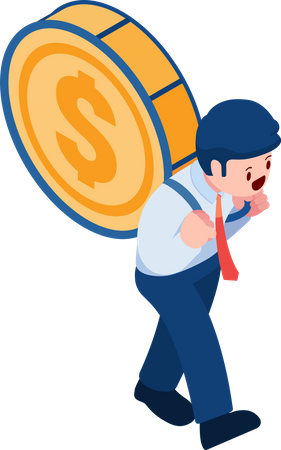 Businessman Carry Money and Going Forward  Illustration